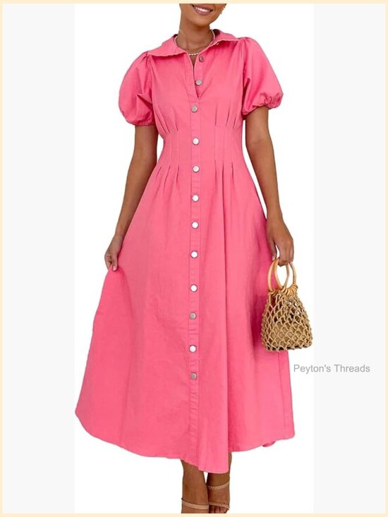 Dresses & Skirts - Womens Ditsy Floral Button Down Dress Midi